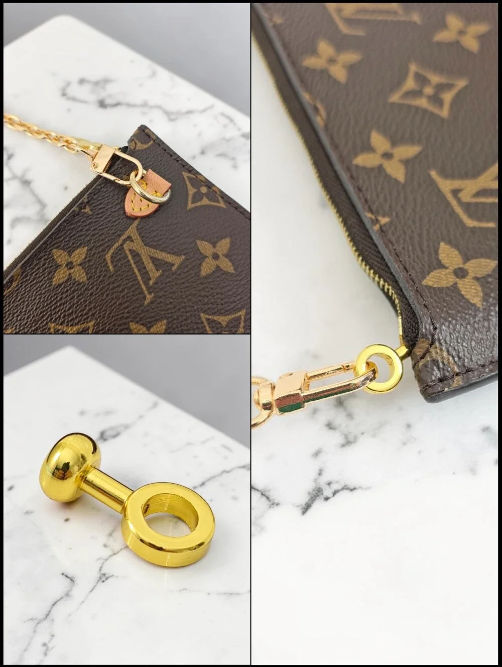 Louis Vuitton Neverfull Pochette Wristlet Monogram Canvas